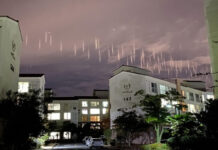 Cột sáng bí ẩn lơ lửng trên bầu trời đảo Jeju