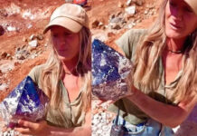 Người phụ nữ săn được viên thạch anh tím khổng lồ